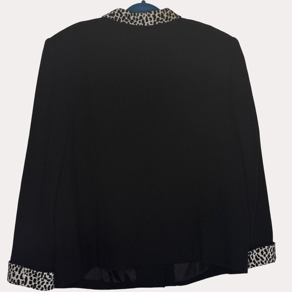 Amanda Smith Pure Wool Blazer Jacket Animal Print Button Black 22W - Picture 4 of 6